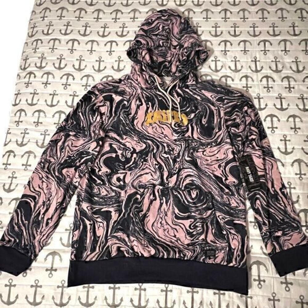 NWT Navy Yard Trippy Pink Swirl Hoodie Size L